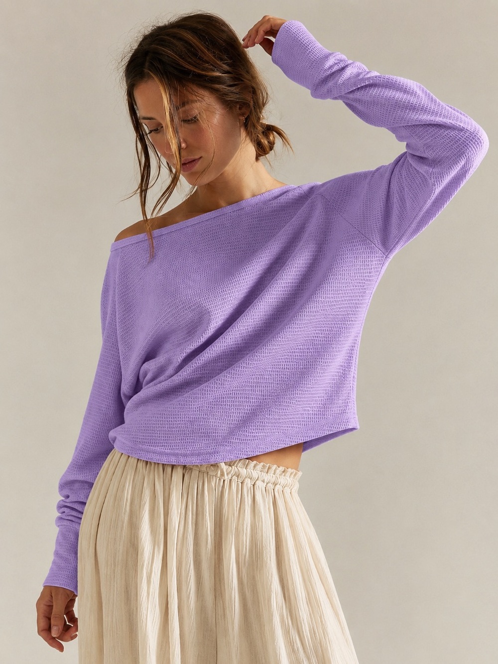 NWT FREE PEOPLE WE THE FREE We The Free Jess Long Sleeve | Pastel Lilac MSRP $68